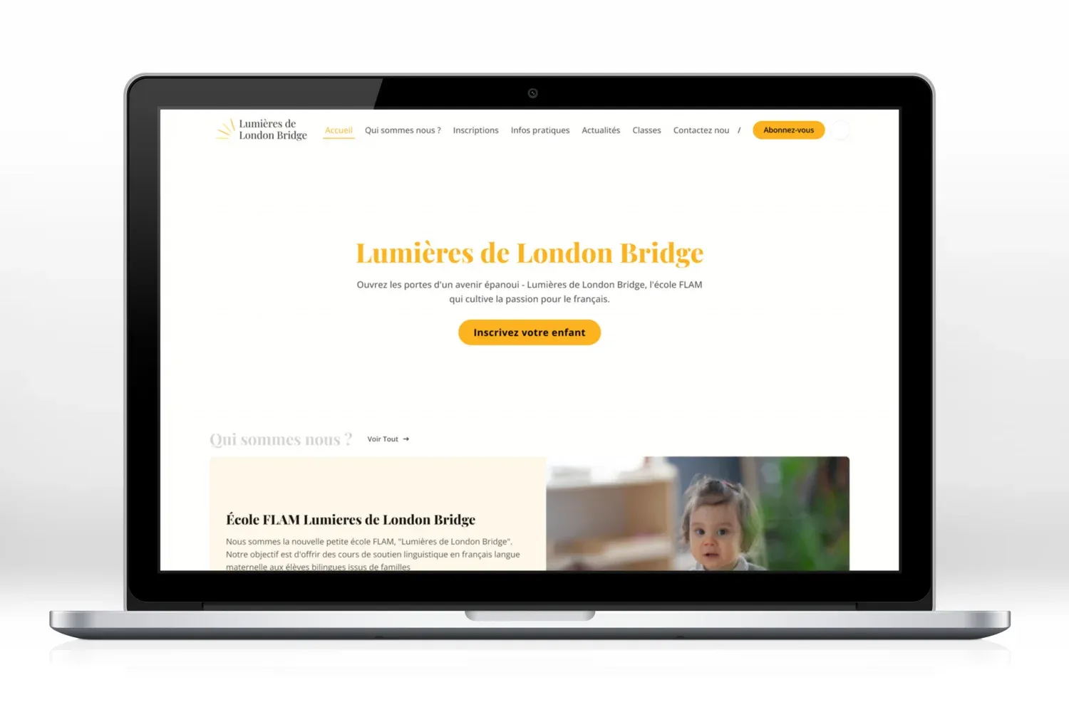 Website creation for the "Lumières de London Bridge" French school in london