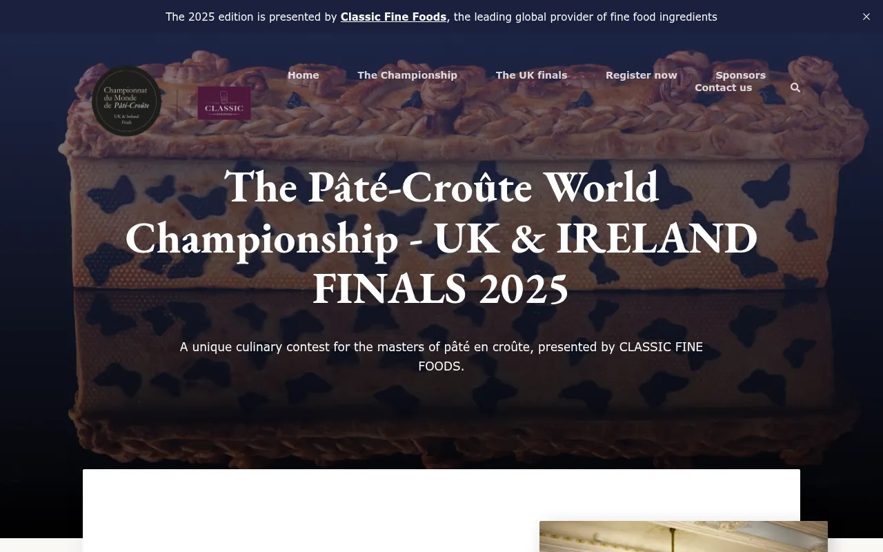 Pâté-Croûte World Championship UK & Ireland Ghost site — culinary competition, hosted on Abstract27